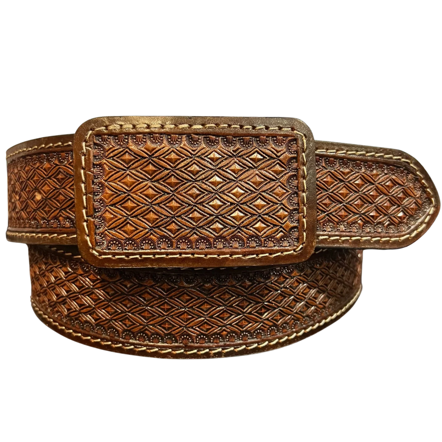 Sandoval Saddlery Tooled Buckle Tooled Belt A0031