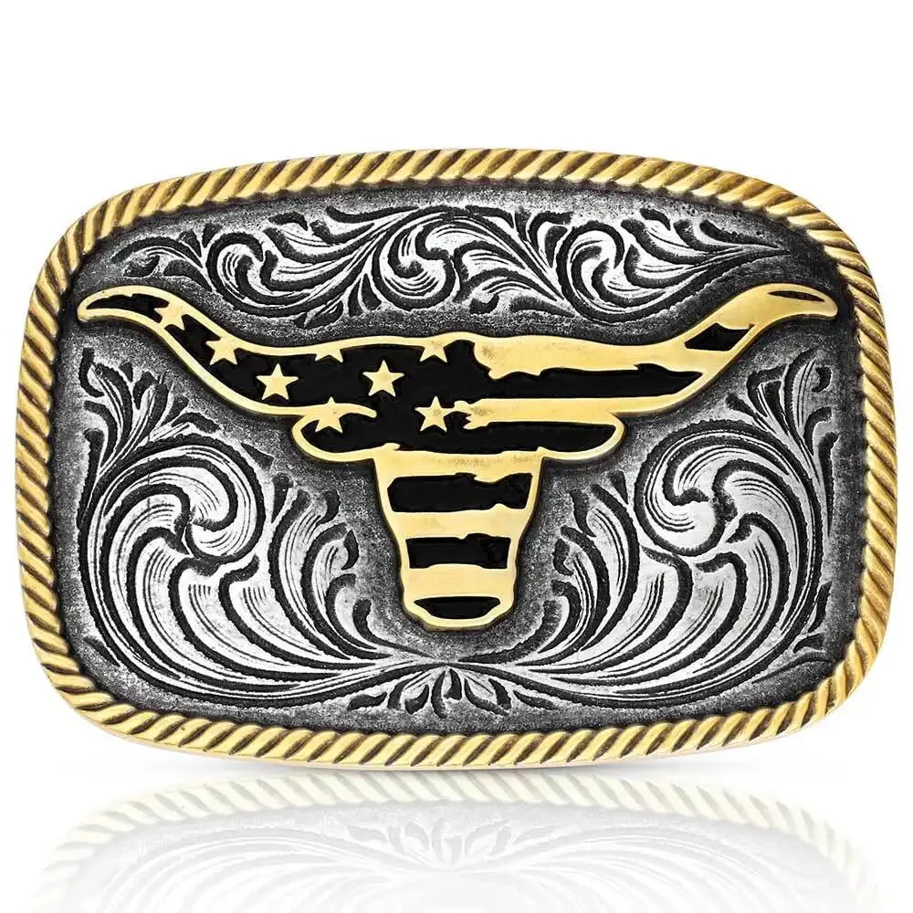 Montana Silversmith Western Patriotic Longhorn Buckle A1054P