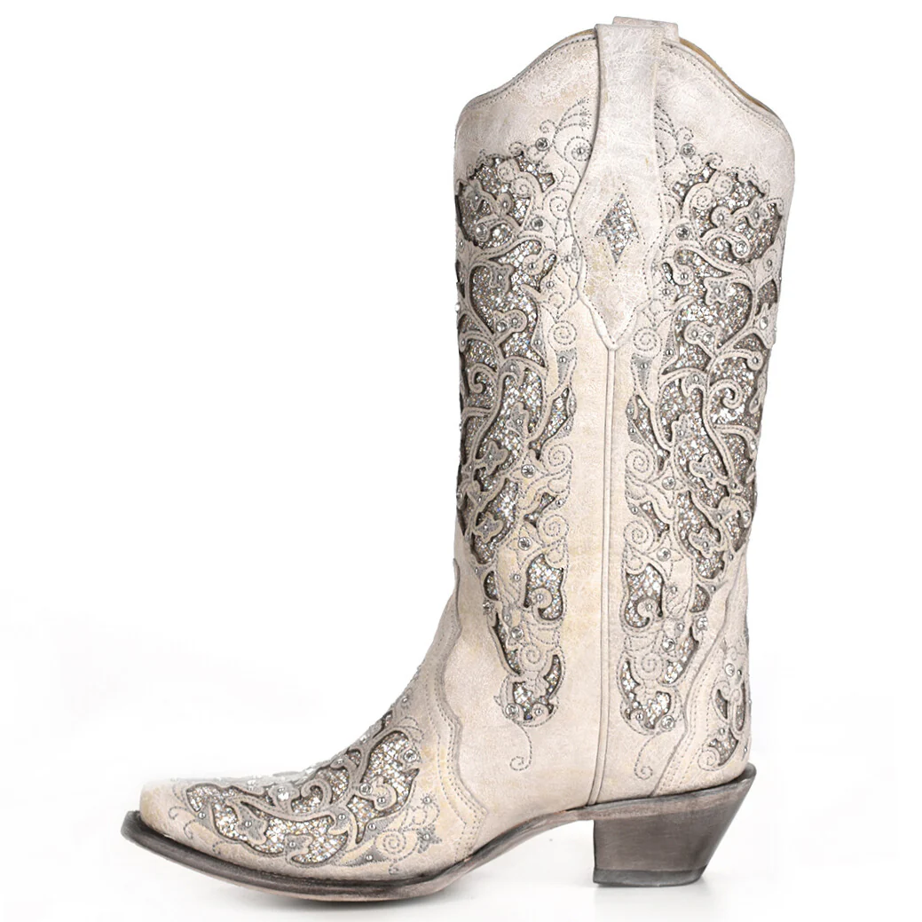 Corral White Glitter Inlay Women's Boot A3322 - Image 3