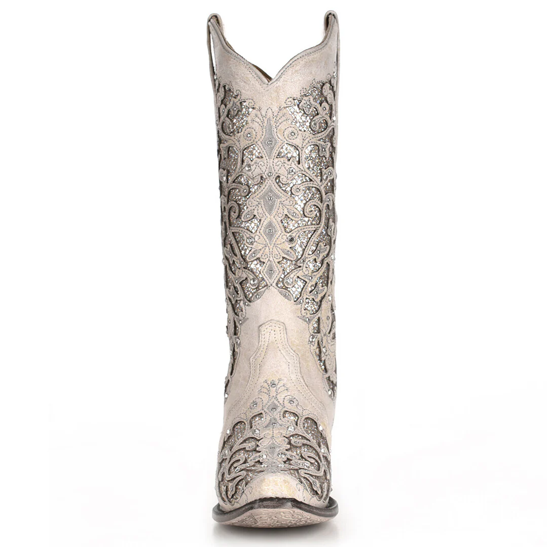 Corral White Glitter Inlay Women's Boot A3322 - Image 4