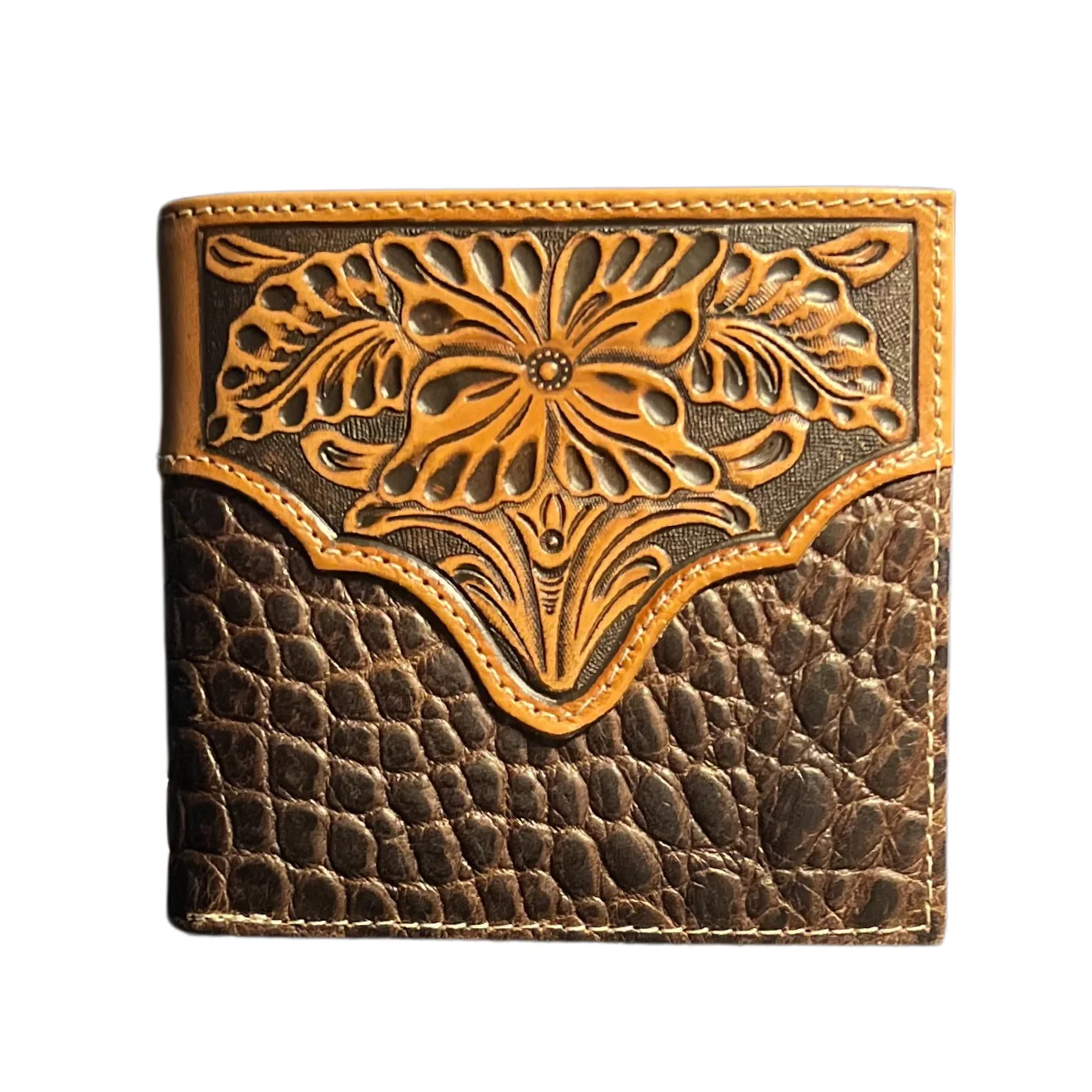 Ariat Chocolate Croc Bifold Wallet A3553002