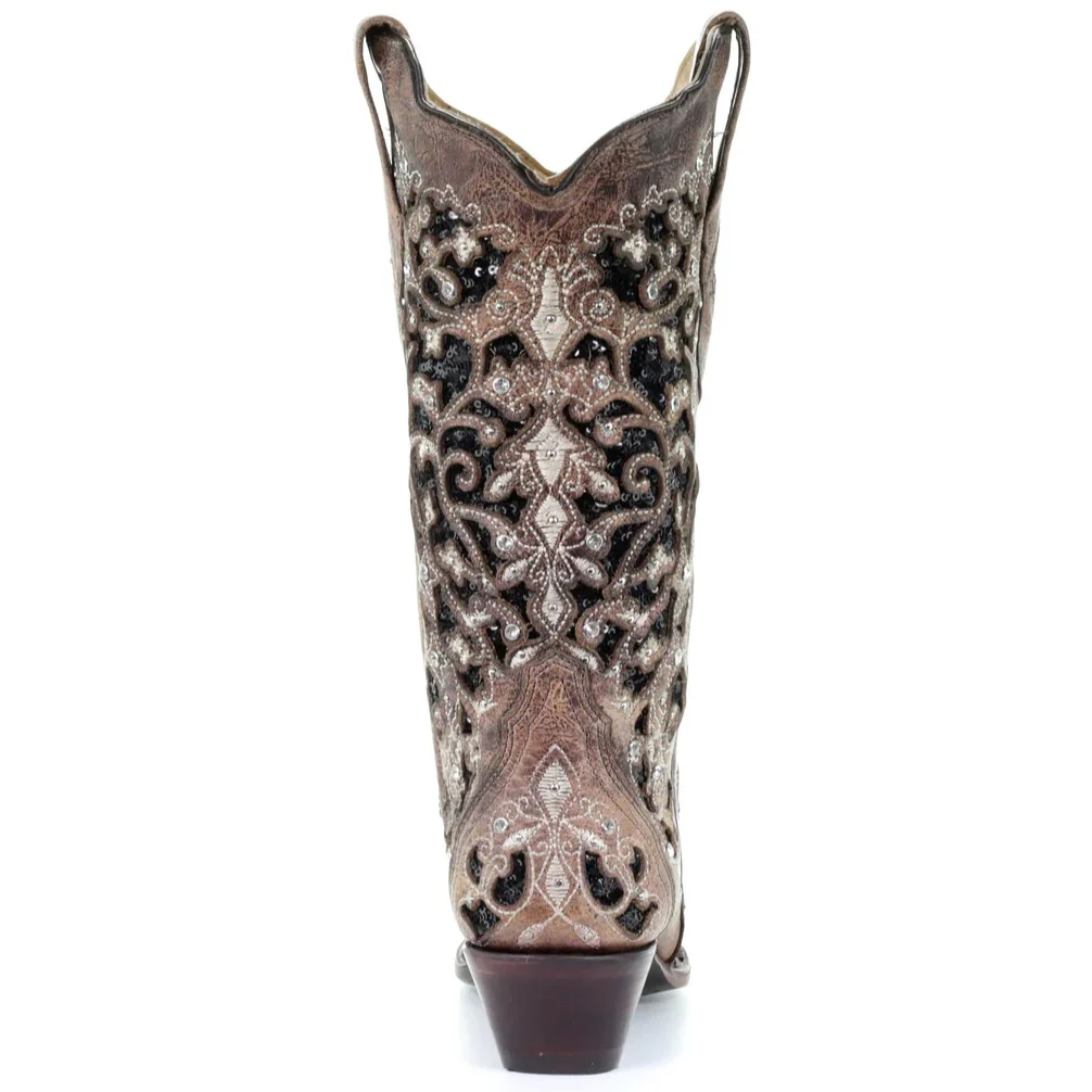 Corral Brown and Black Glitter Women's Boot A3569 - Image 3