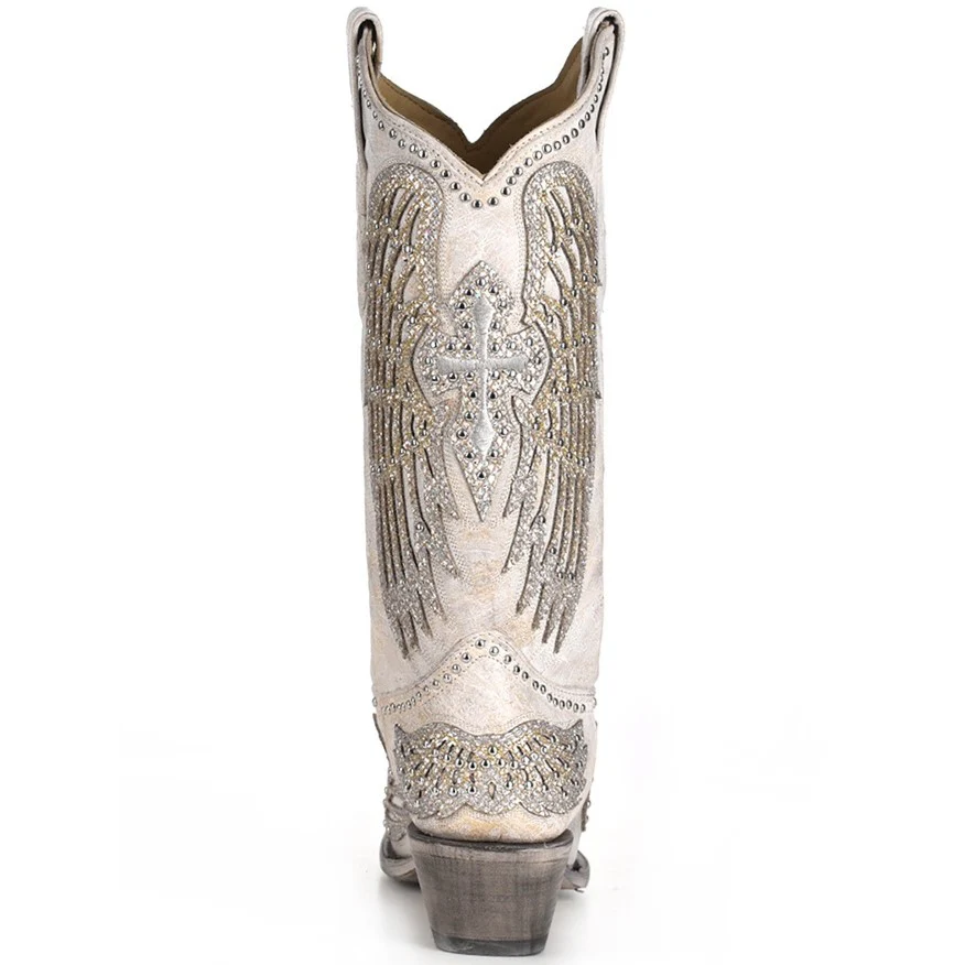 Corral Angela White Cross and Wings Women's Boot A3571 - Image 3