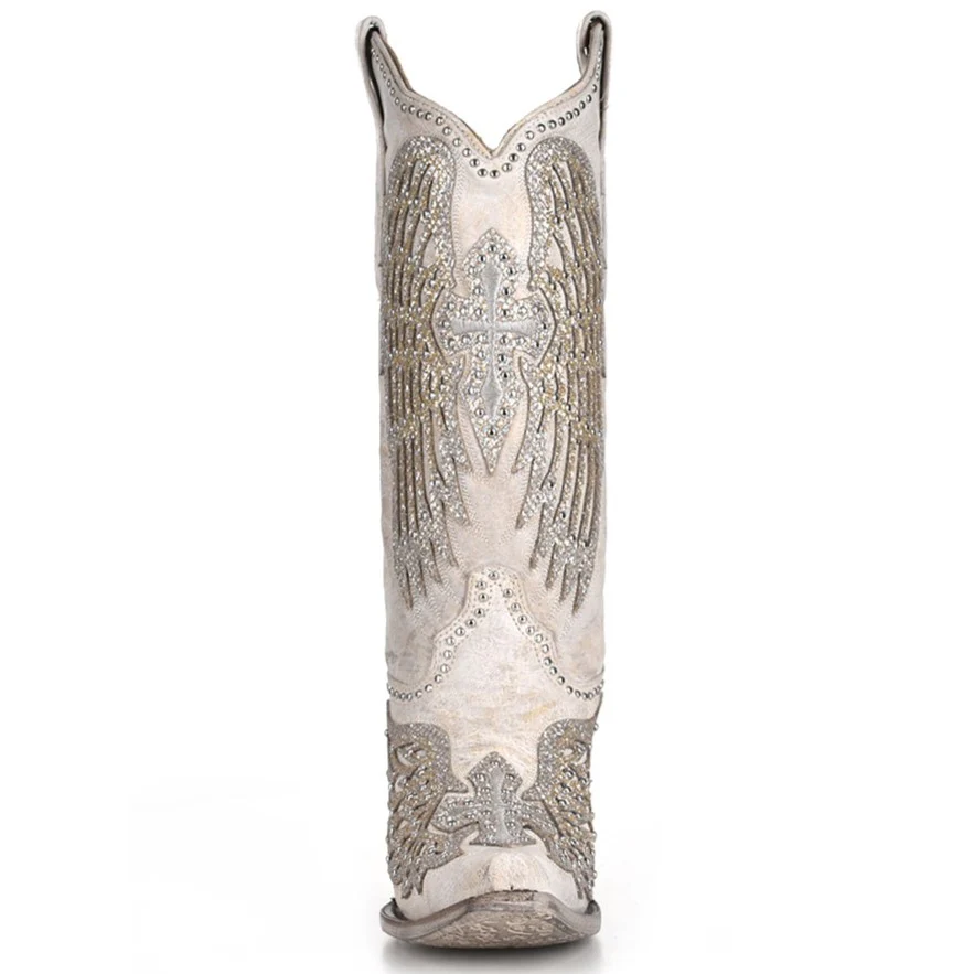 Corral Angela White Cross and Wings Women's Boot A3571 - Image 4