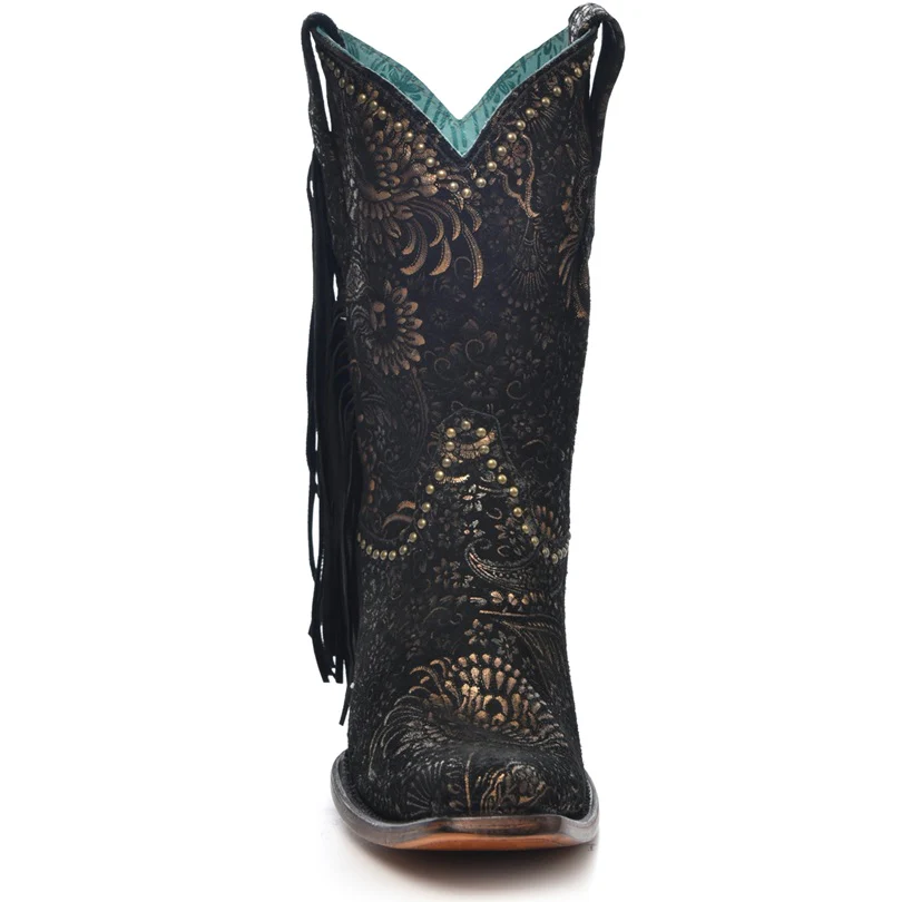 Corral Black Flora Fringe Women's Boot A4492 - Image 3