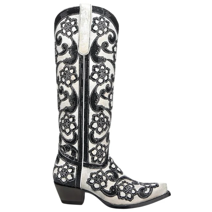 Corral Black Floral Overlay Tall Women's Boot A4866 - Image 2