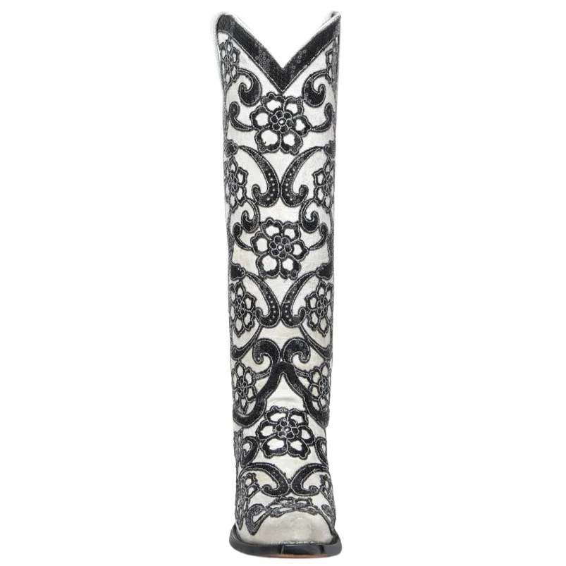 Corral Black Floral Overlay Tall Women's Boot A4866 - Image 3