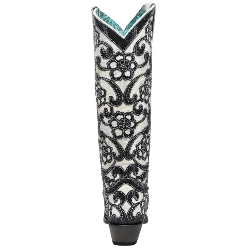 Corral Black Floral Overlay Tall Women's Boot A4866 - Image 4