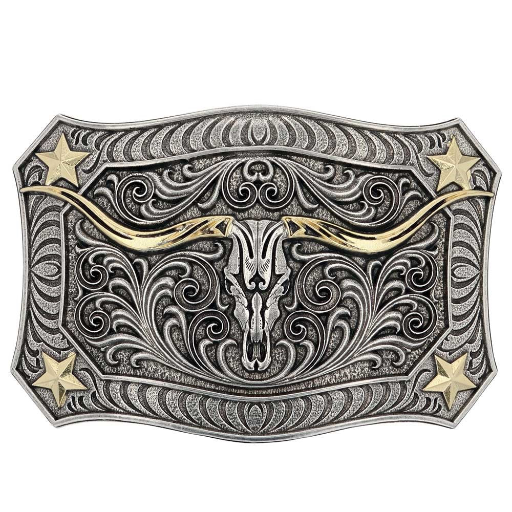 Montana Silversmiths Longhorn Crest Filigree Buckle A935