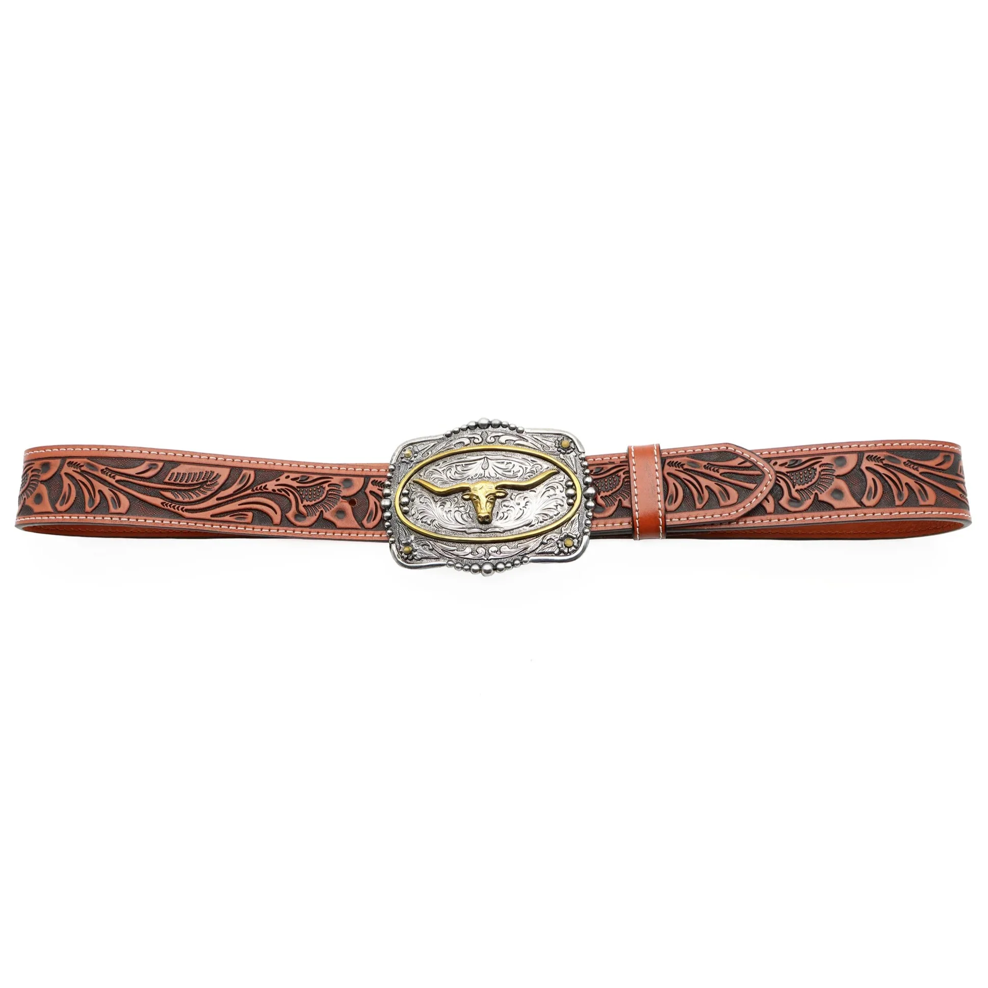 AndWest Longhorn Tooled Belt BLT242-20 - Image 3