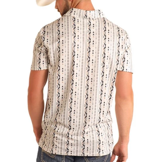 Rock & Roll Striped Aztec Men's Polo BM51T06004 - Image 2