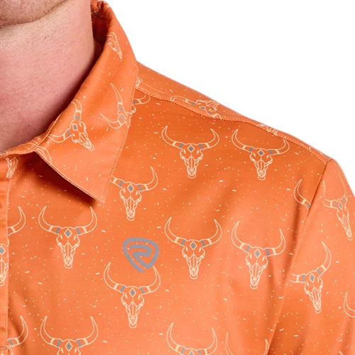 Rock & Roll Longhorn Orange Men's Polo BM51T06628 - Image 3