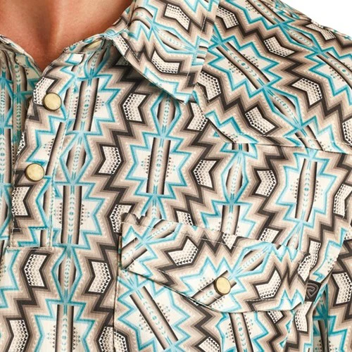 Rock & Roll Turquoise Aztec Men's Polo BM53T03967 - Image 2