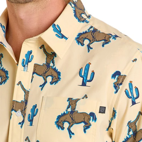 Rock & Roll Bronc Rider Men's Button Up BMB3S06437 - Image 3