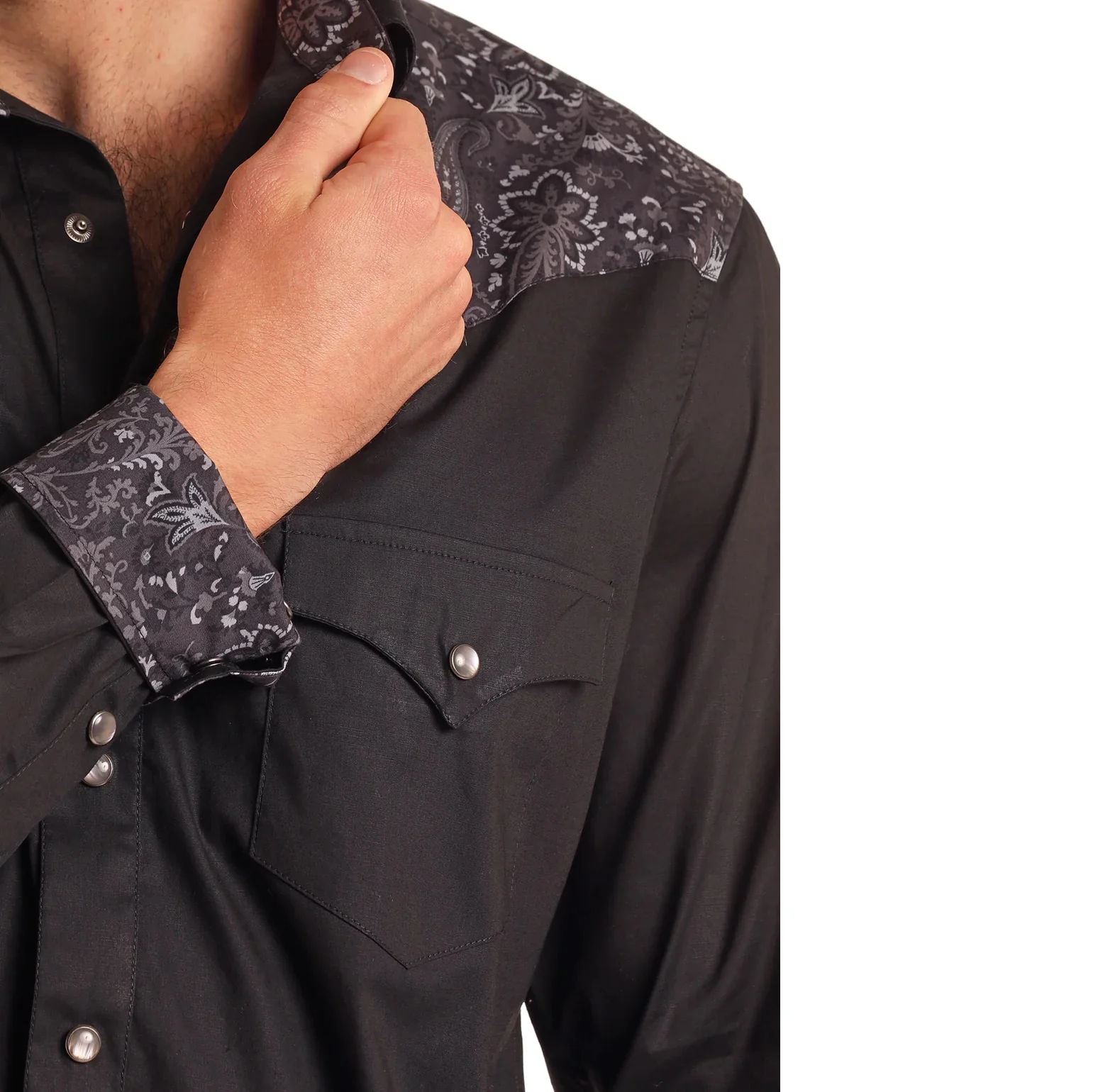 Rock & Roll Paisley Yoke Men's Button Up BMN2S05641 - Image 3