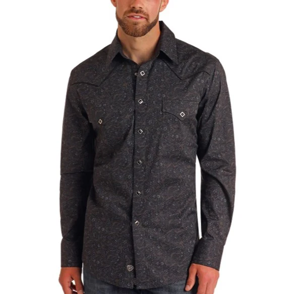 Rock & Roll Paisley Black Men's Western Snap BMN2S05839