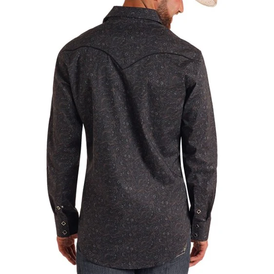 Rock & Roll Paisley Black Men's Western Snap BMN2S05839 - Image 2