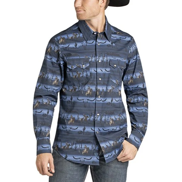Rock & Roll Night Desert Blues Men's Western Snap BMN2S07135
