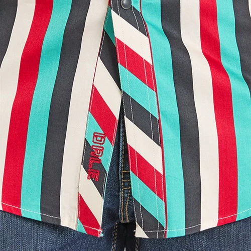 Rock & Roll Stripe Print Men's Western Snap BMN2S07162 - Image 3