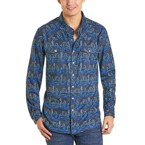 Rock & Roll Navy Desert Men's Western Snap BMN2S07178