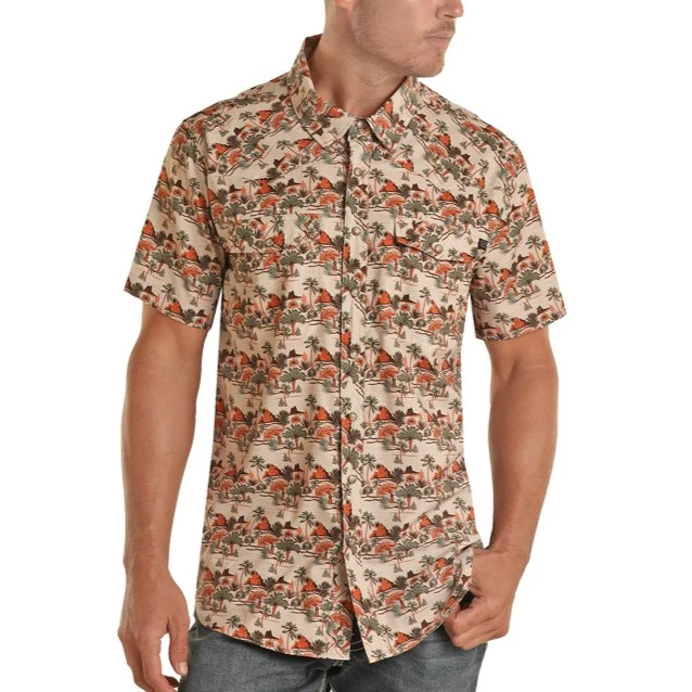 Rock & Roll Tropic Tan Men's Button Up BMN3S04227