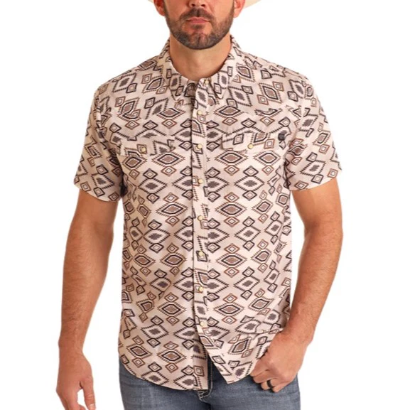 Rock & Roll Tan Aztec Print Men's Snap BMN3S05954