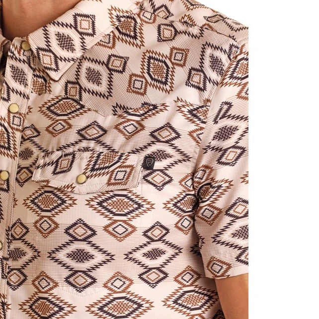 Rock & Roll Tan Aztec Print Men's Snap BMN3S05954 - Image 2