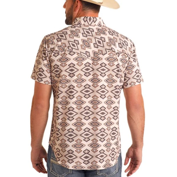 Rock & Roll Tan Aztec Print Men's Snap BMN3S05954 - Image 3
