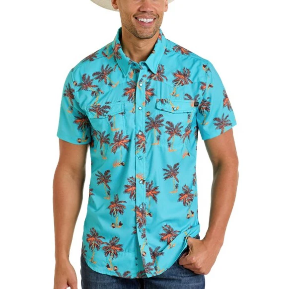 Rock & Roll Palm Tree Men's Western Snap BMN3S06425