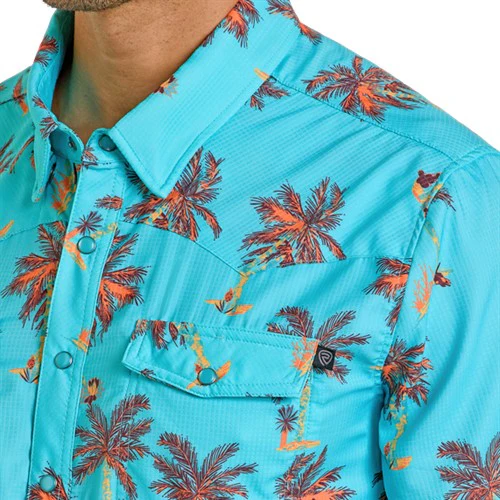 Rock & Roll Palm Tree Men's Western Snap BMN3S06425 - Image 3