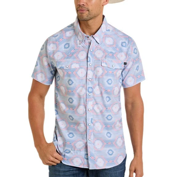 Rock & Roll Aztec Print Men's Western Snap BMN3S06427