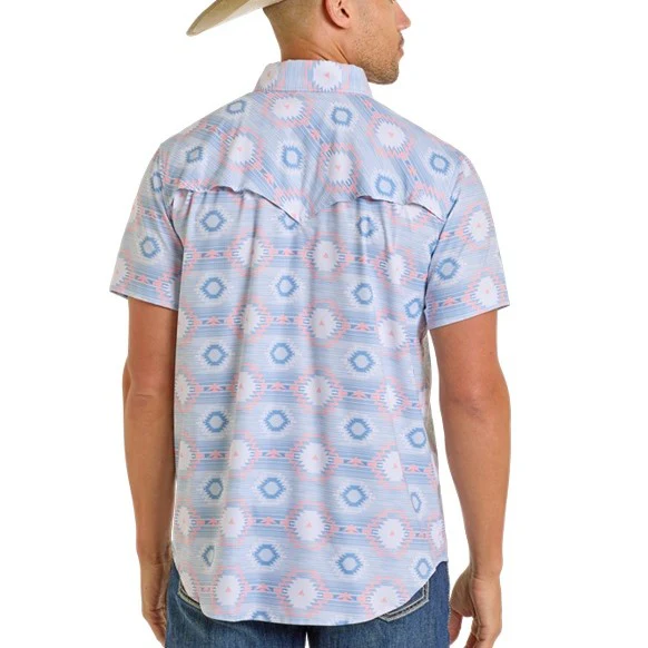 Rock & Roll Aztec Print Men's Western Snap BMN3S06427 - Image 2