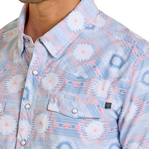 Rock & Roll Aztec Print Men's Western Snap BMN3S06427 - Image 3