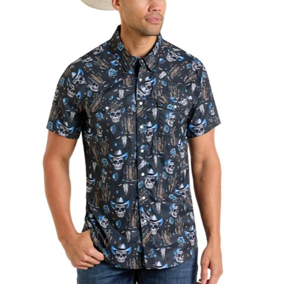 Rock & Roll Skull Cowboy Men's Western Snap BMN3S06431