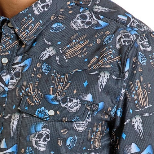 Rock & Roll Skull Cowboy Men's Western Snap BMN3S06431 - Image 3