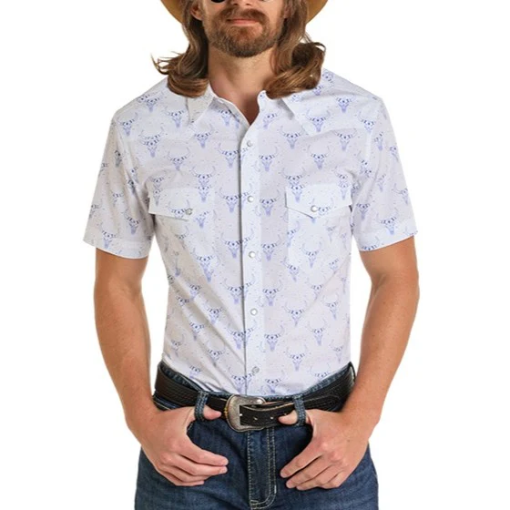 Rock & Roll Steer Skull Men's Western Snap BMN3S06490 - Image 2