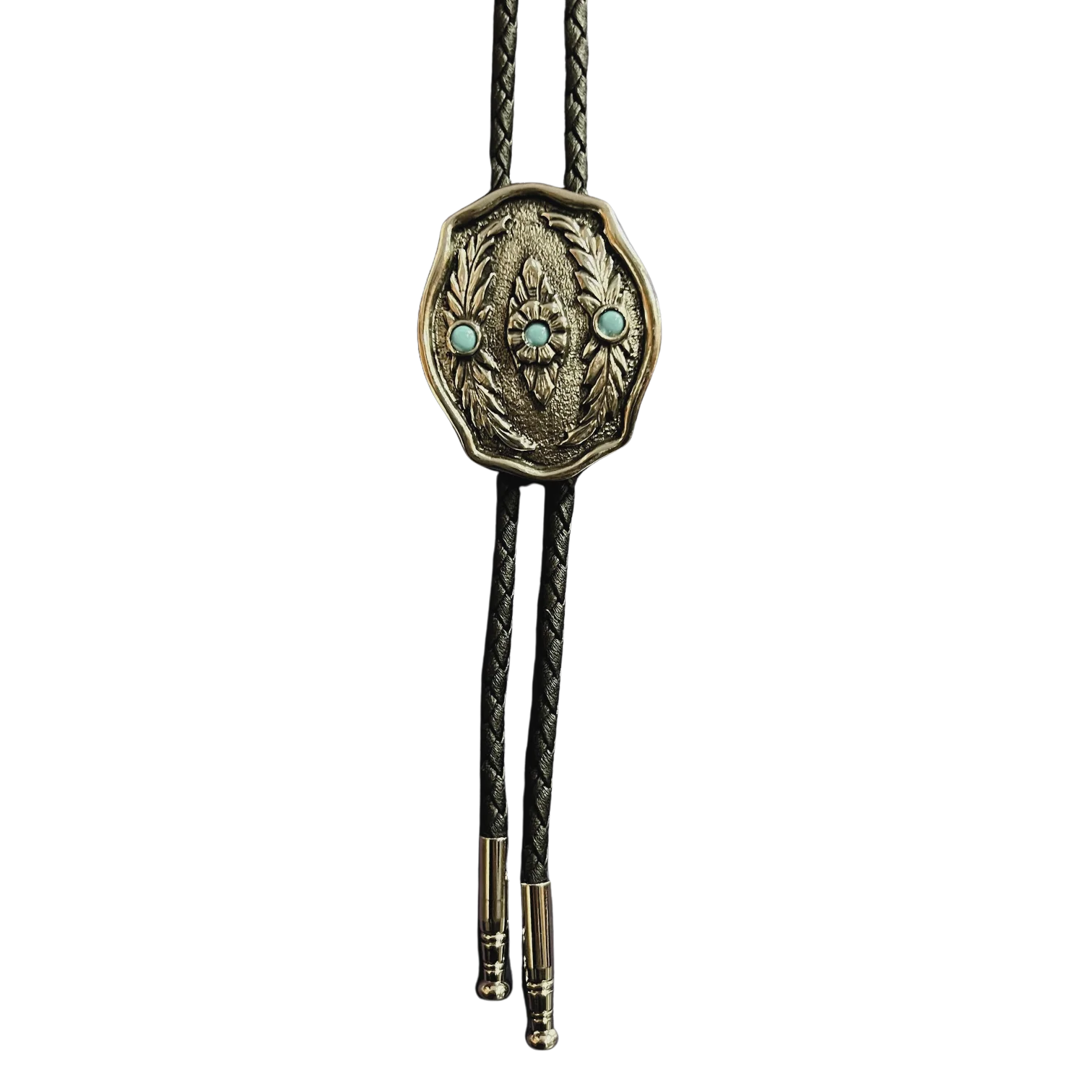 AndWest Feather and Turquoise Bolo Tie BOL174