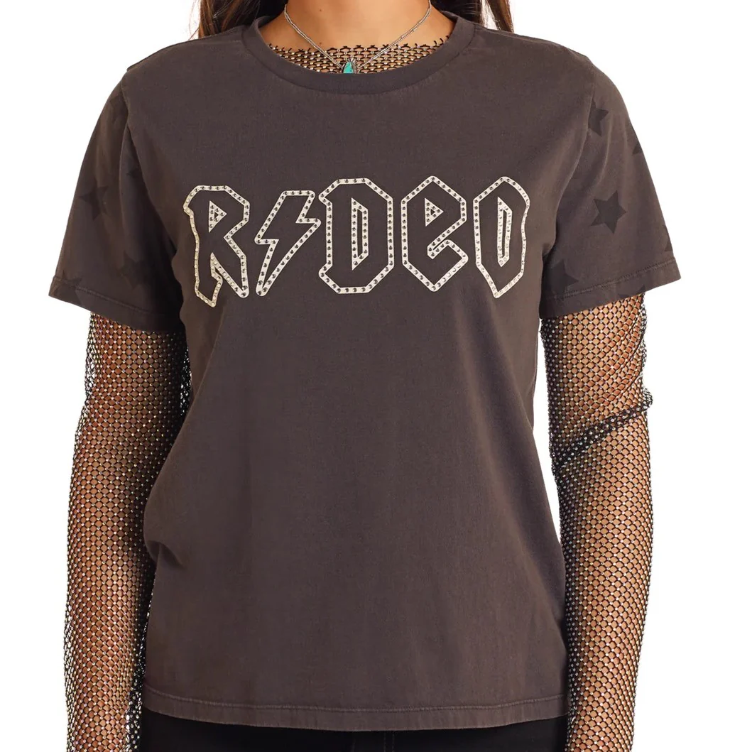 Rock & Roll Rhinestone Rodeo Women's Tee BW21T05410 - Image 2