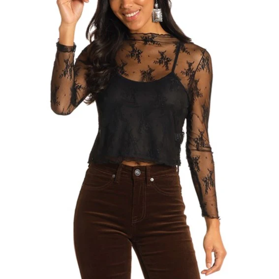 Rock & Roll Mesh Lace Women's Top BW22T04570 - Image 2