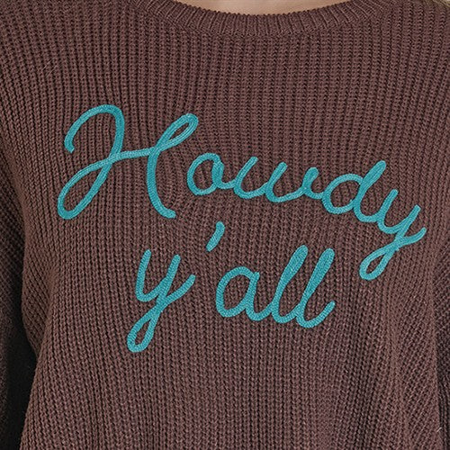 Rock & Roll Chocolate Howdy Women's Sweater BW32T07770 - Image 3