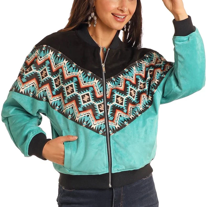 Rock & Roll Aztec Border Bomber Women's Jacket BW92C05285