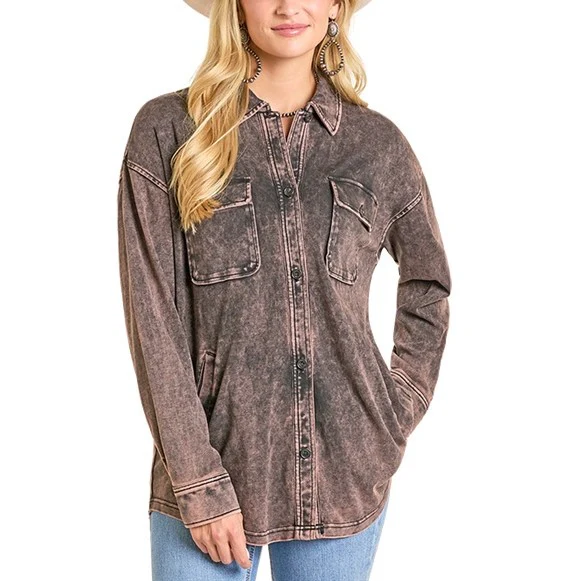 Rock & Roll Acid Wash Women's Button Up BW92C07013