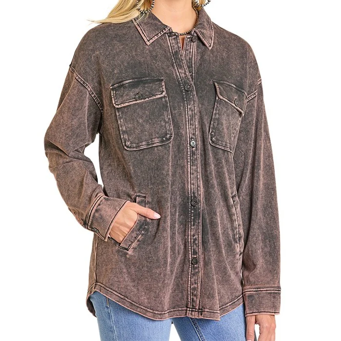 Rock & Roll Acid Wash Women's Button Up BW92C07013 - Image 2