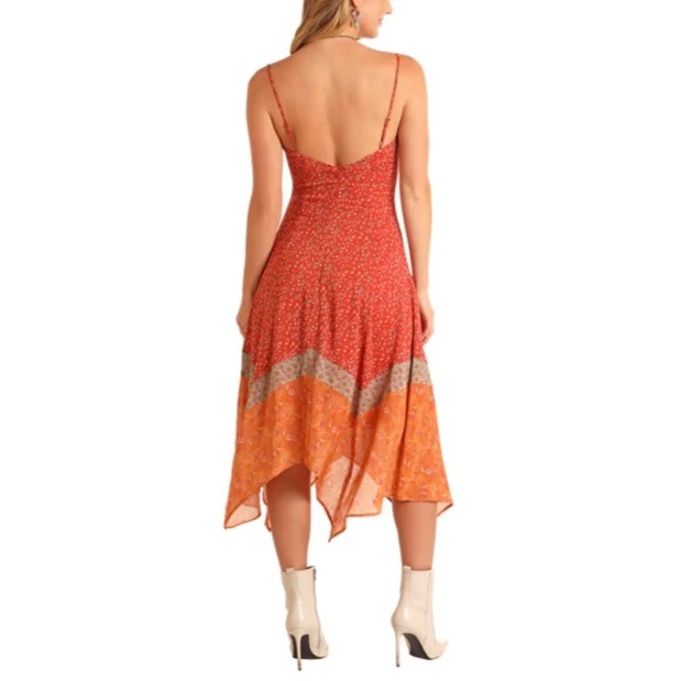 Rock & Roll Handkerchief Midi Women's Dress BWD0R05891 - Image 2