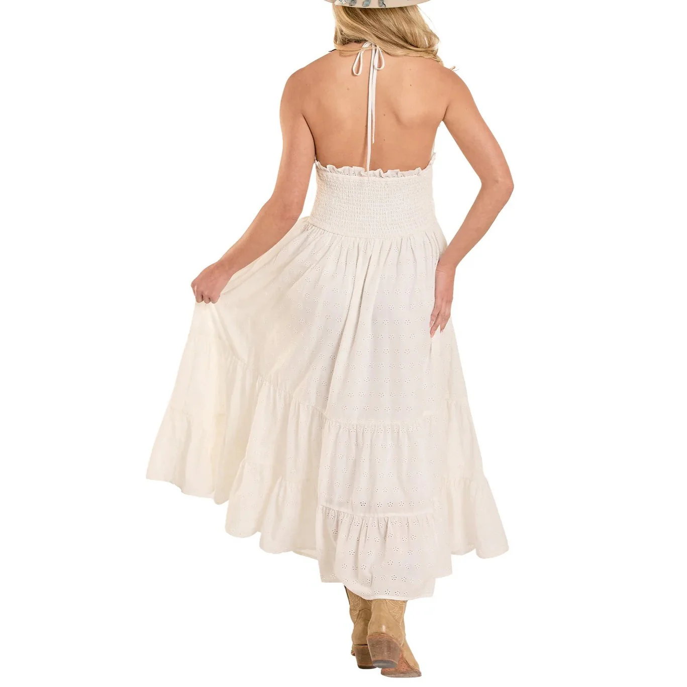 Rock & Roll Eyelet Halter Women’s Maxi Dress BWD0R08108 - Image 2