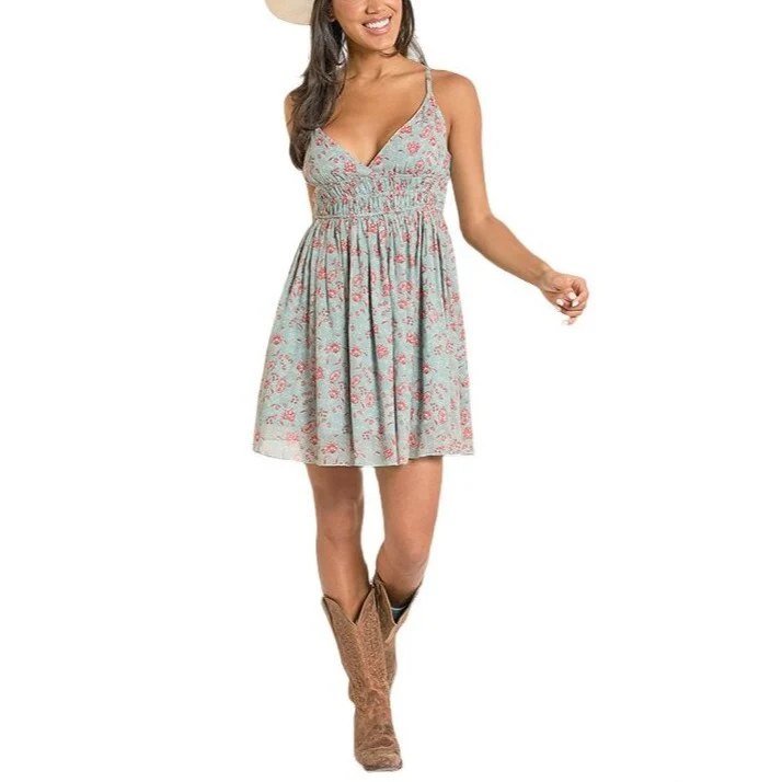 Rock & Roll Floral Print Women’s Mini Dress BWD0R08134