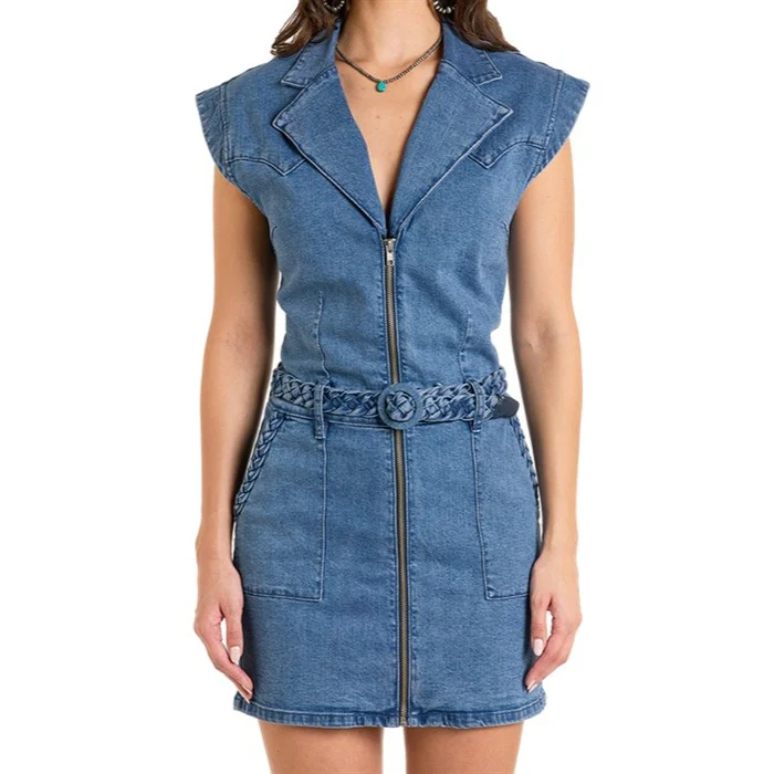 Rock & Roll Braided Denim Detail Women's Dress BWD1D06412 - Image 3