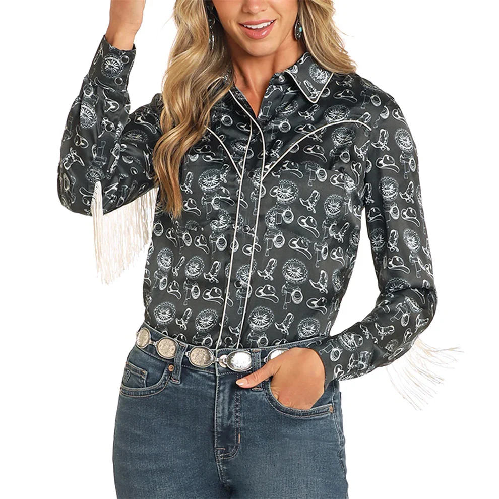 Rock & Roll Convo Fringe Women's Button Up BWN2S04517