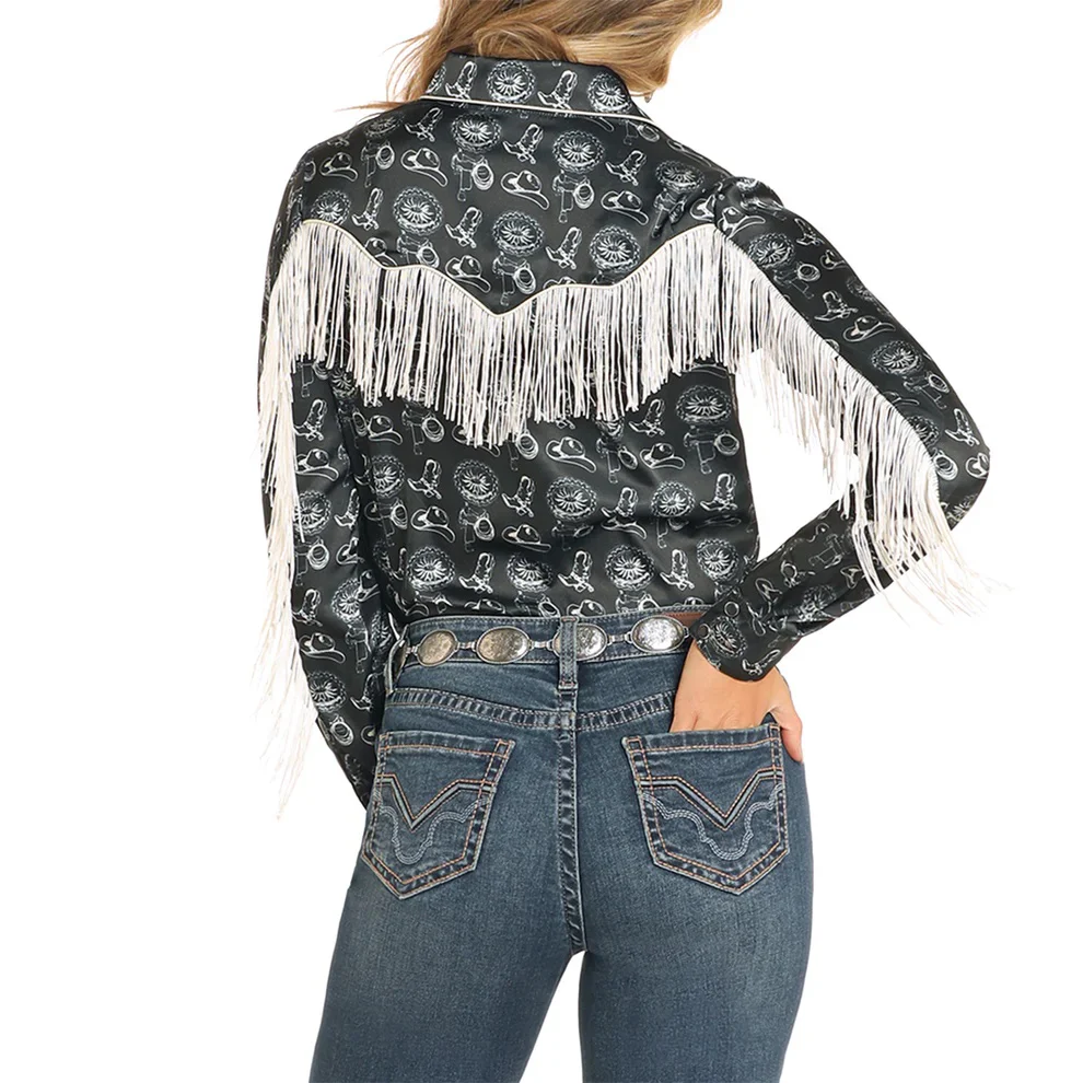 Rock & Roll Convo Fringe Women's Button Up BWN2S04517 - Image 2