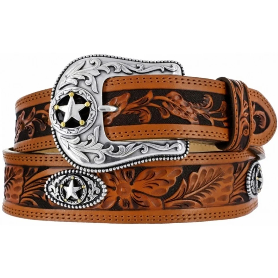 Justin Tooled Star Emblem Belt C12424